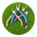 Hot Selling 4Pcs/Set Mini Insulated Pliers Pink Blue Purple Black Color Round Nose Curved Needle Diagonal Pliers Jewelry Tools