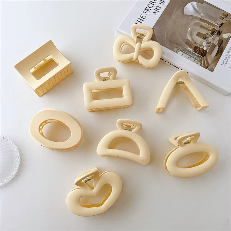 Jewelry Creamy White Hair Grab Sweet Bow Love  Geometric Clip Hairpin