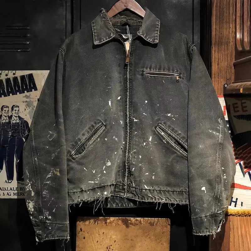 YSJY Wholesale Custom Heavyweigh Duck Canvas Work Jackets Bomber Distress Workwear Workers Jacket for Men
