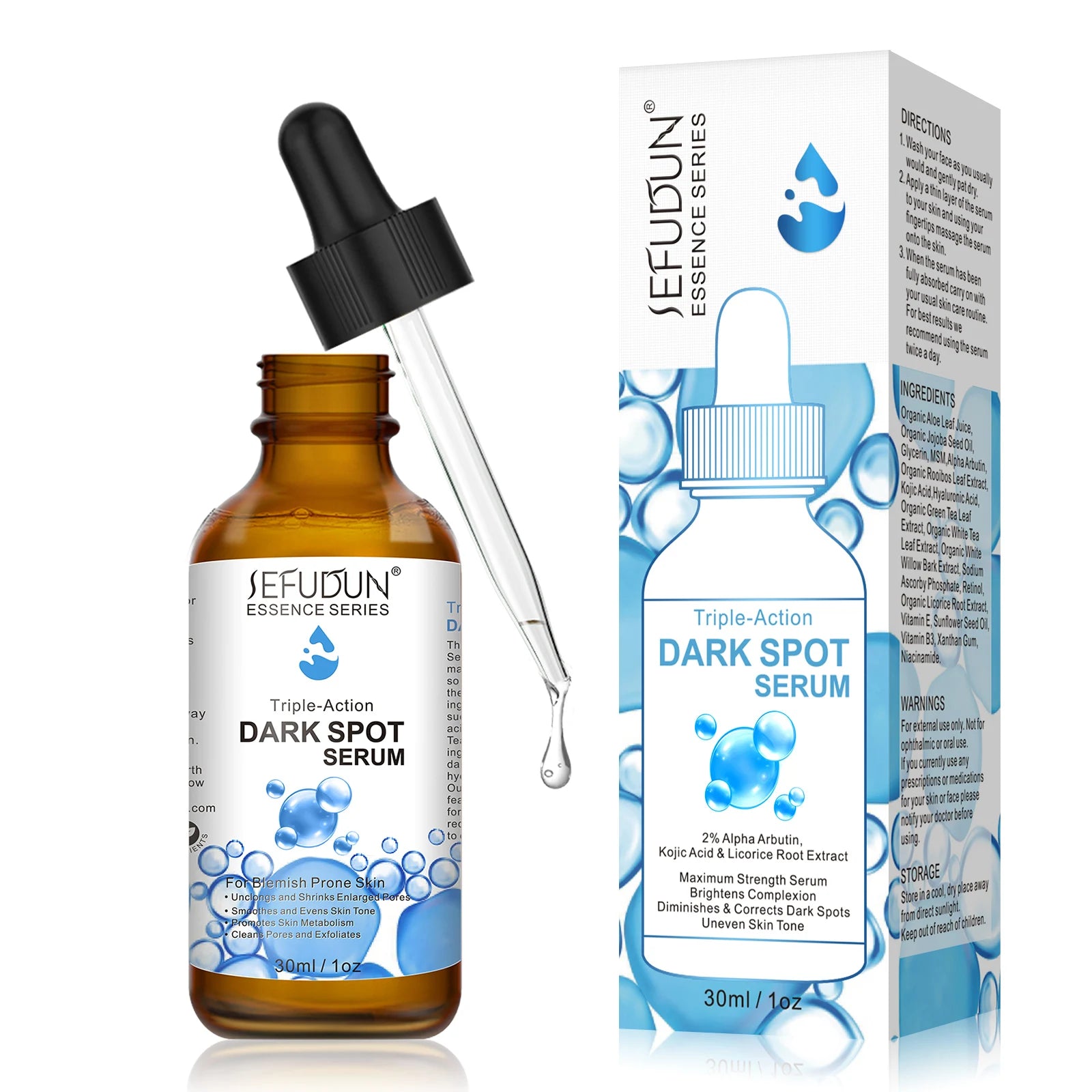 SEFUDUN Original 100% Natural Organic Dark Spot Correcting Glow Serum Korean Brightening Skin Care Serum for Dark Spots Removal