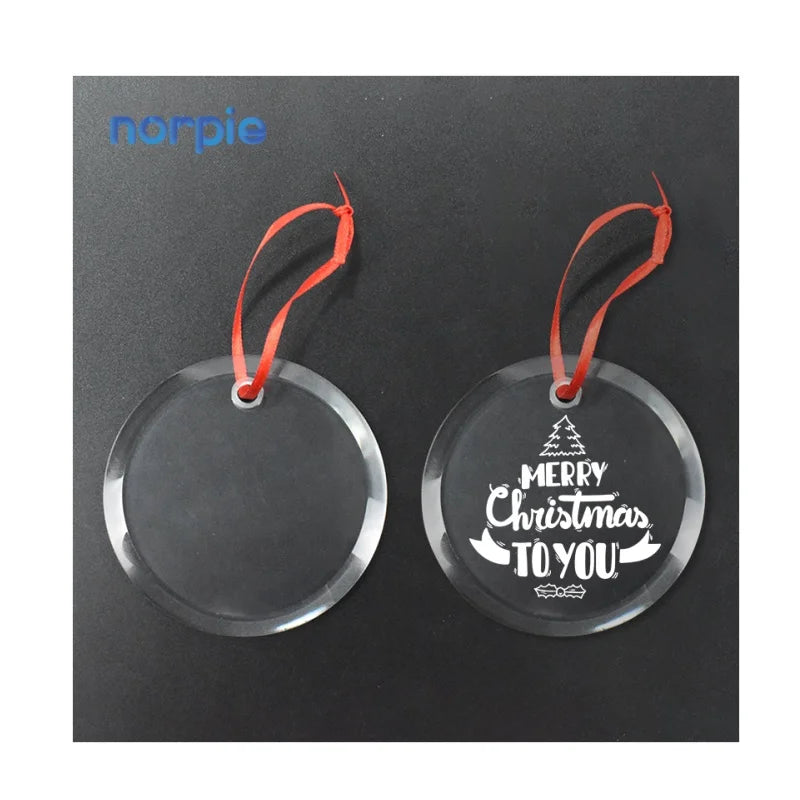 Customized Clear Sublimation Blank Crystal Glass Christmas Ornaments