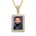 DUYIZHAO Hip Hop Square Photo Pendant Personal Customized Picture Frame Pendants With Chain Gold Plated Jewelry Iced Out Bling