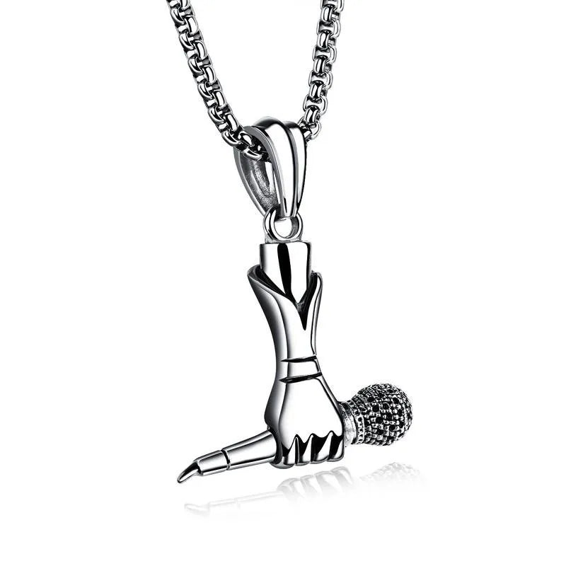 Jewelry Wholesale 2023 Punk Creative Male and Female Singer Mini Microphone Rock Hip-Hop Necklace Personalised