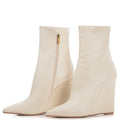 Plus Size Side Zip Pointed Toe Ankle Boots Fashion Leather Chunky Heel Ladies Winter Wedges Boots for Women Shoes