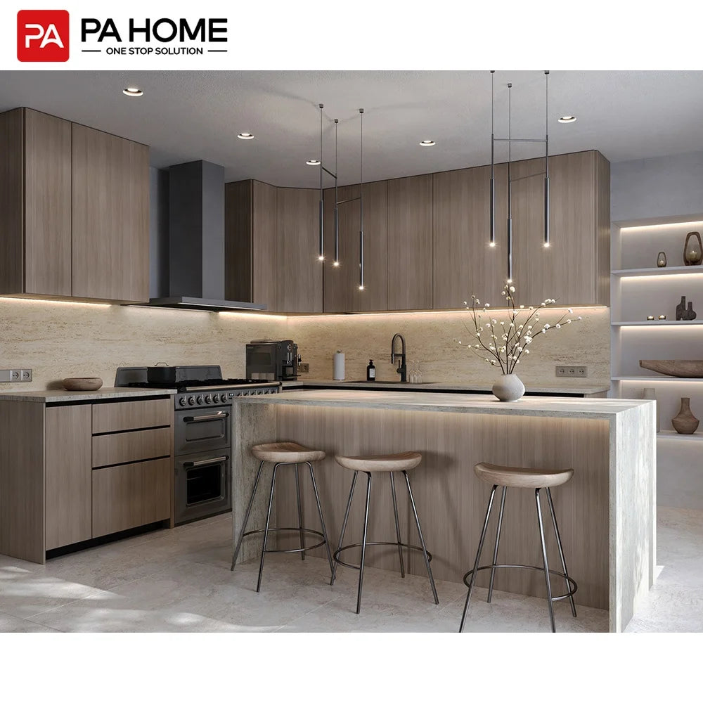 PA Modern Home Remodeling Cuisine Contemporary Melamine Kitchen Cabinet With Quartz Countertop Island
