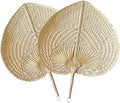 Vietnam's Natural Bamboo Hand Fan Eco-Friendly Personalized Palm Raffia Weave Heart-Handwoven Rattan Raffia Fan