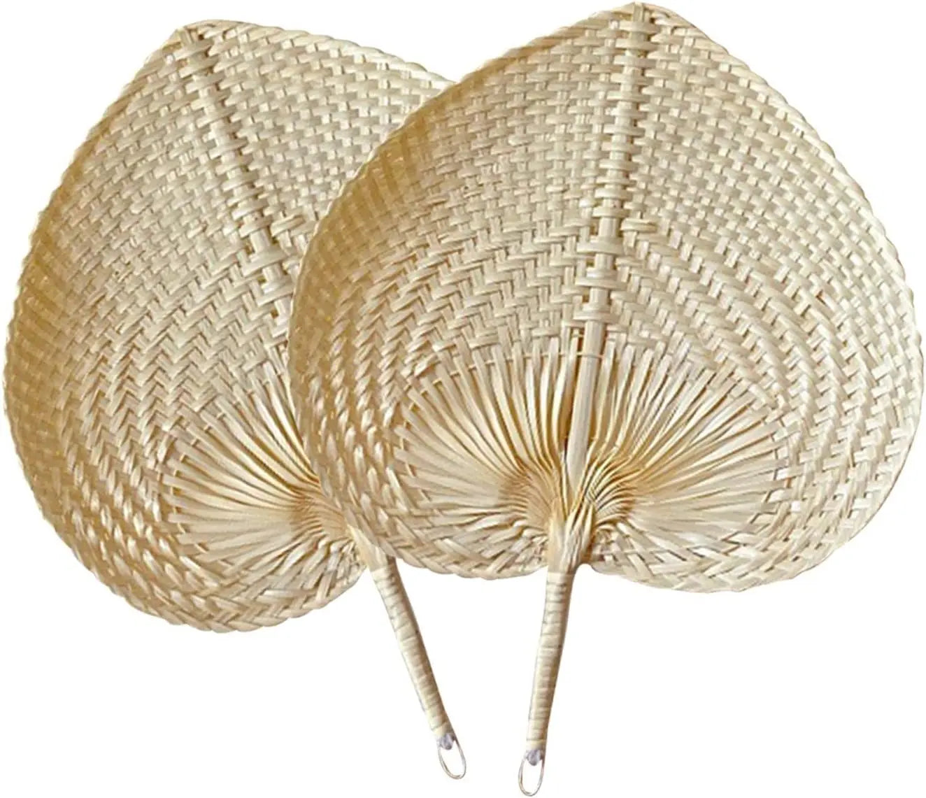 Vietnam's Natural Bamboo Hand Fan Eco-Friendly Personalized Palm Raffia Weave Heart-Handwoven Rattan Raffia Fan