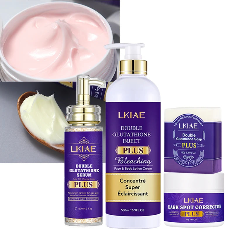 Private Label Face & Body Glowing Hyperpigmentation Improve Aloe Vera Bleaching Skin Care Set for Brown Skin