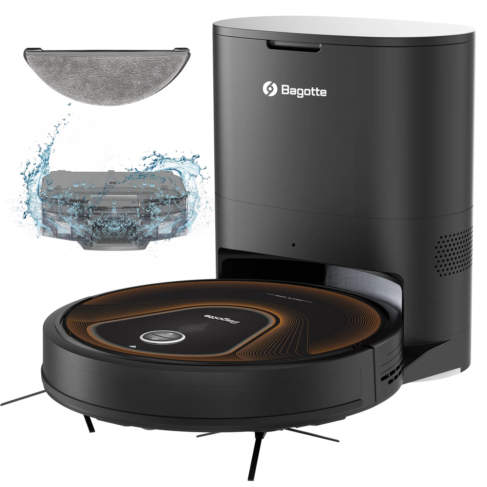 Bagotte Smart Carpet Sweeping Robot Vacuum Cleaner Self-Emptying Dustbin Wet and Dry Floor & House Mopping for Hotels
