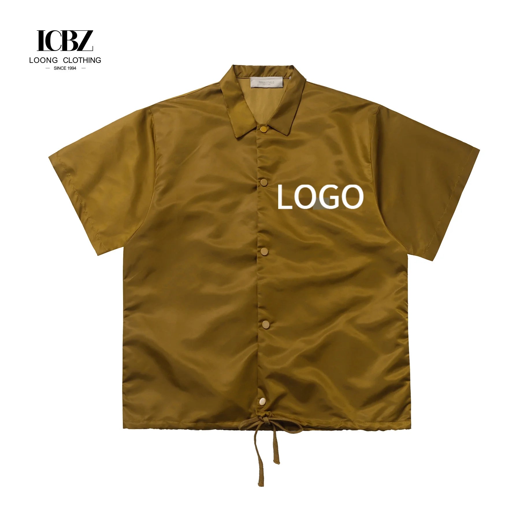 OEM/ODM Brand Men's Casual Satin Shirt Loose Half-sleeved Summer Streetwear Stand Collar Breathable for Winter