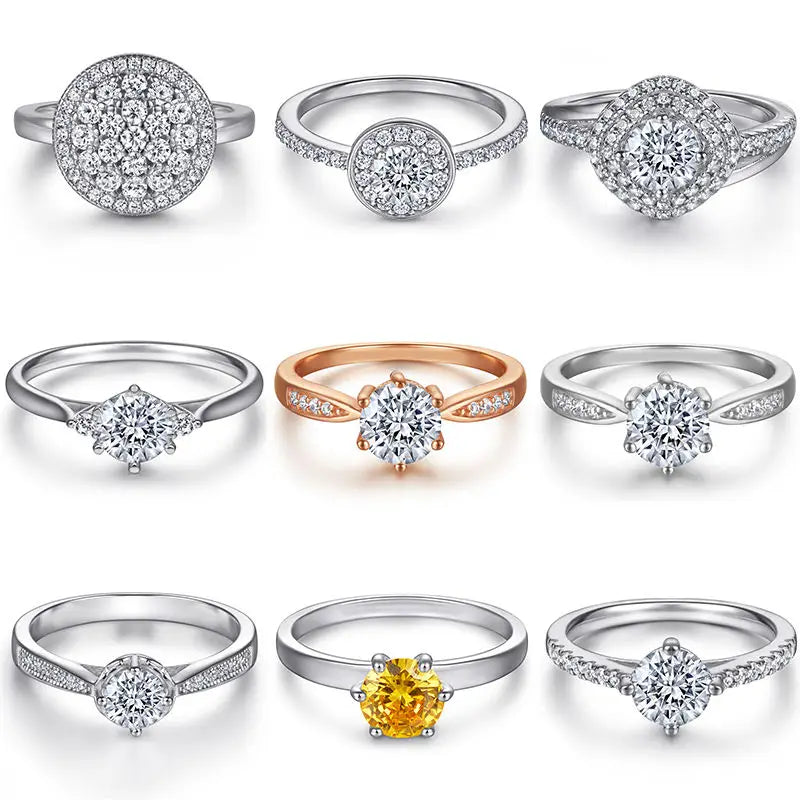Fine Jewelry Women Silver Rings Rhodium Plated Tarnish Free Iced Out 925 Sterling Silver Women Engagement Wedding Rings