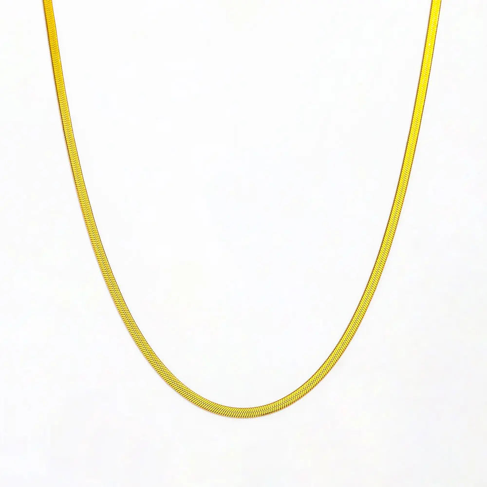 Joolim Jewelry 2MM Herringbone Necklace Waterproof Stainless Steel Snake Chain Necklace