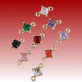 Glass Links Connectors Rhombus Connectors Faceted Charms Bracelet Accessories Links with Brass Findings for Jewellery Crafting