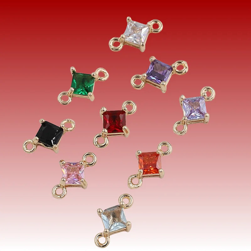 Glass Links Connectors Rhombus Connectors Faceted Charms Bracelet Accessories Links with Brass Findings for Jewellery Crafting
