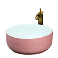China Pink Ceramic Basin Contemporary Countertop Sink with 12L Capacity Easy to Clean for Bathroom Home and Hotel Use
