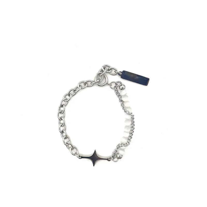 Cat Eyes Natural stone stainless Steel Chain Bracelet Star Of The Cross pendant Gifts STB045