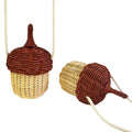 Natural Woven Rattan Storage Basket Mini Pine Cone Shape Handwoven Round Rattan Bag
