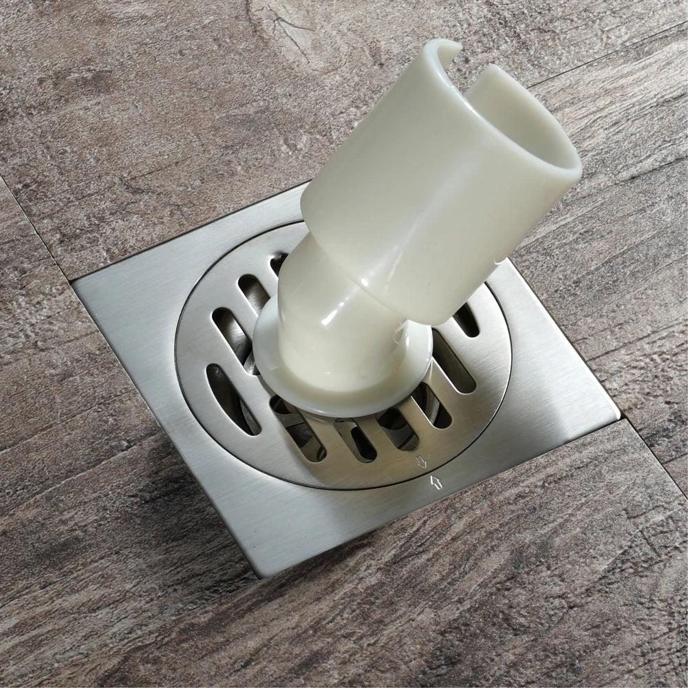 HIDEEP 4 Inch Brushed Nickel Stainless Steel Washing Machine Floor Drain with Strainer Anti-Odor & Easy Clean for Bathroom Use