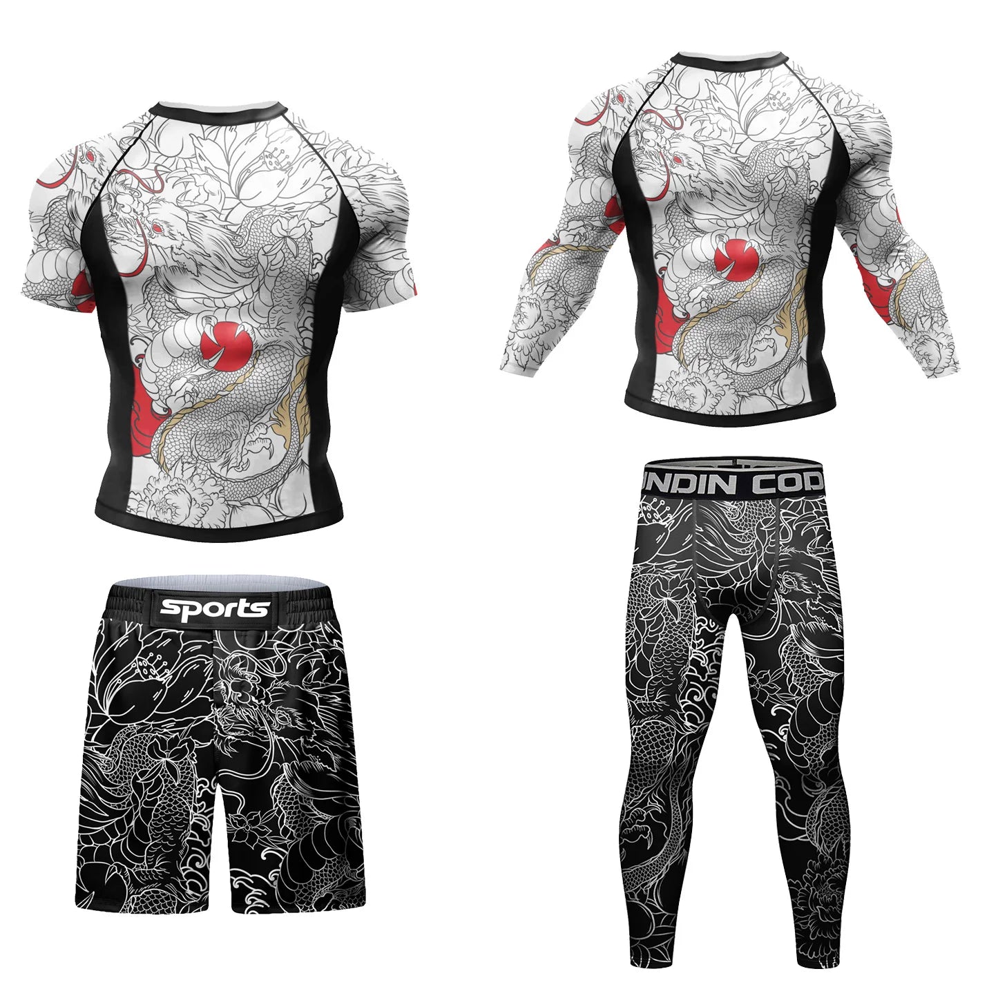Custom Kickboxing Rashguard Jiu Jitsu Kit MMA T-shirt +Pant Set Men Grappling Bjj Gi Boxing Rash Guard Clothing Muay Thai Wear
