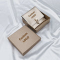 Custom Slide Drawer Box Paper Jewelry Packaging Box with Leather Jewelry Pouch