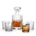 750ml Engraved Extra Flint Glass Whisky Tequila Brandy Vodka Decanter with Screen Printing Clear Square Design and Glass Stopper