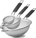 Stainless Steel Fine Mesh Multifunction Strainer Wire Sieve Sifter with Insulated Handle for Kitchen Strainer Set 3 Sizes