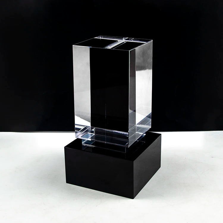 Custom Content 3D Laser Engraving High Crystal Glass Cube Factory Wholesale Cheap Blank K9 Rectangular Shaped Crystal Cube