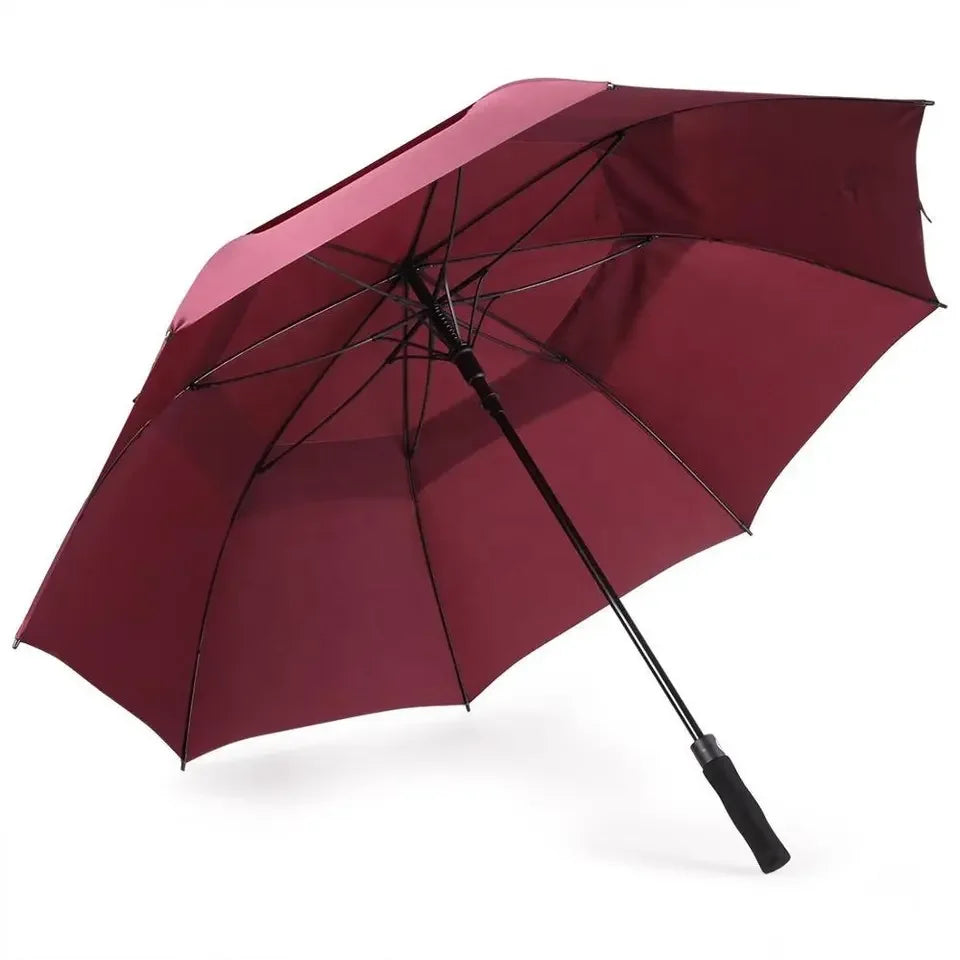 Wholesale Sun Rain 30inch Big Size Wind Resistant Double Layer Windproof Strong Large Custom logo Golf Umbrella with logo Print