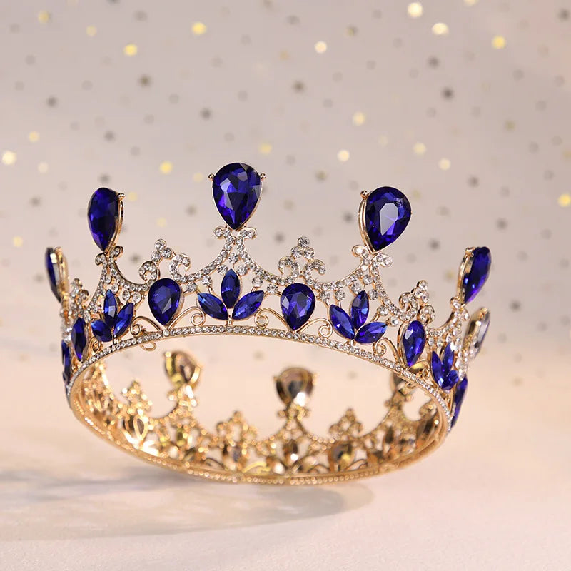 Miallo Baroque Fashion Crystal Round Crown Tiaras Diadem Alloy Rhinestone Headband Bridal Wedding Hair Jewelry