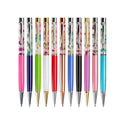 Wholesale Custom Logo Liquid Floating Pen Sports Metal Body with DIY 3D Flower Crystal Souvenir Glitter Ball for Promotional Use