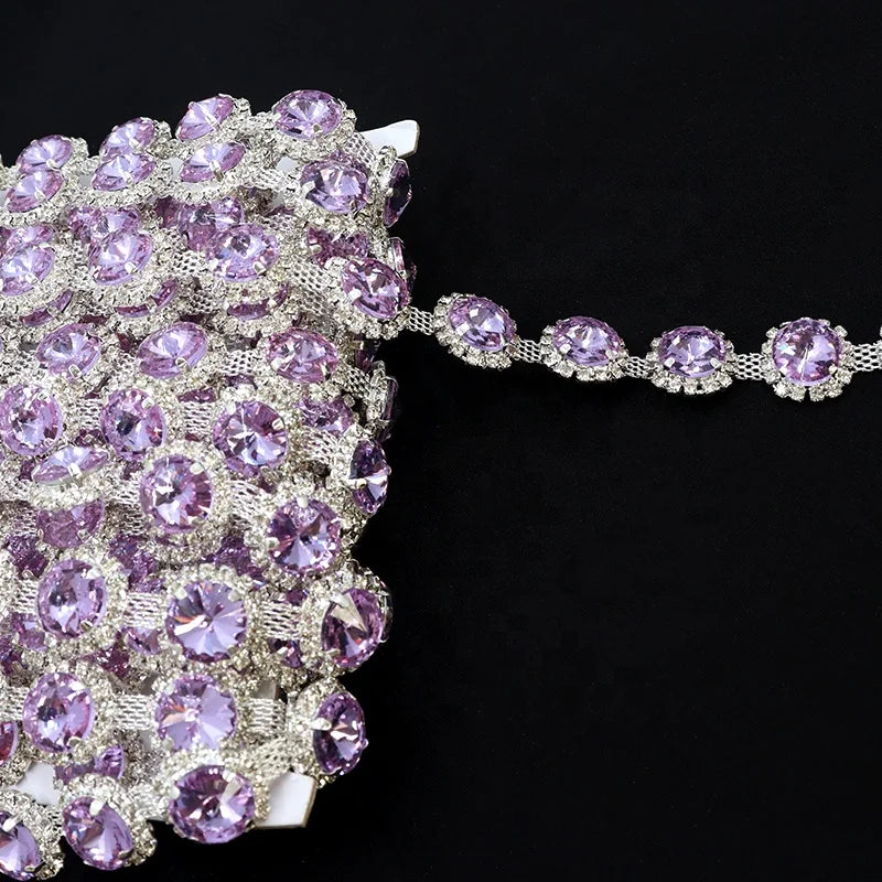 F027 Hot Rhinestones Earrings Chain Sew on Trimming  Rhinestone Chains for Shoes Boots Decoration