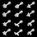 Gaby New UV Soft Plastic Cartilage Studs Cute Style Helix Face Piercing Earrings for Women's Engagement