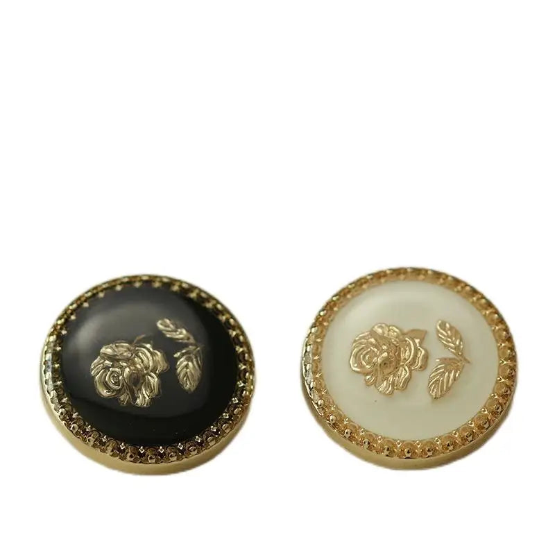 Wholesale Custom  Garment Accessory  Retro Style Metal Round Shank Button With Rose for Overcoat