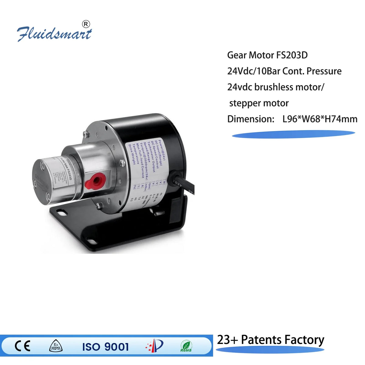 Fluidsmart FSG203D Stainless Magnetic Drive Micro Gear Pump Oil Free Small Low Pressure Vacuum Brushless Water Pump MegaBDM