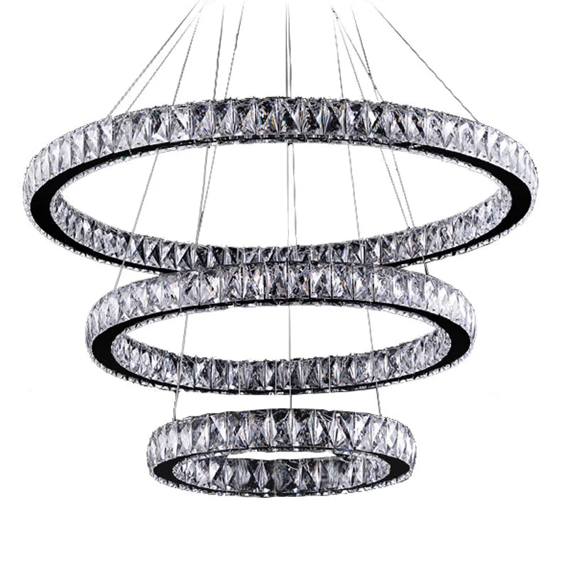 Modern Customized Stainless Steel Ring Chandelier K9 Crystal Ring Chandelier for Hotel Lobby