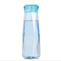 400ml Crystal Diamond Blue Color Painting Glass Water Cup Water Tea Glass Bottles With ABS Transparent Screw Cap