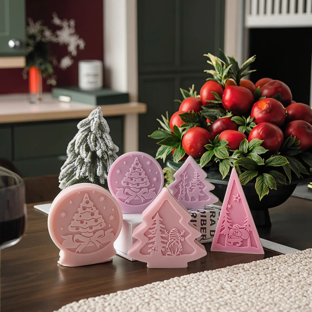 Christmas Tree Shaped Scented Candles Silicone Molds for DIY Xmas Home Decoration Ornaments Gifts Christmas Crystal Ball