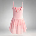 Strap Backless Ballet Dance Dress Pink Ballerina Leotard with Skirt Outfit Dance Tutu Stage Costume for Girls
