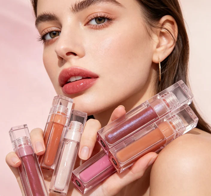 Private Label Vegan Lip Gloss Waterproof Shiny Liquid Lipstick with Sunscreen Beautiful Clear Makeup for Lips DIY Model Number