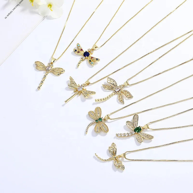 Dragonfly Pendant Lively and Interesting Fine Gold Choker Necklace New in Fashion Engagement Jewelry