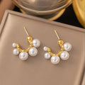 Stainless Steel C Shape Pearl Earrings Elegant and Gentle Fine Pearl  Earrings for Women Stud Earring