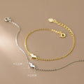 Michu Simple Fashion Pure 925 Sterling Silver Thin Chain Solid Heart Shape Charm Bracelets for Women Girls
