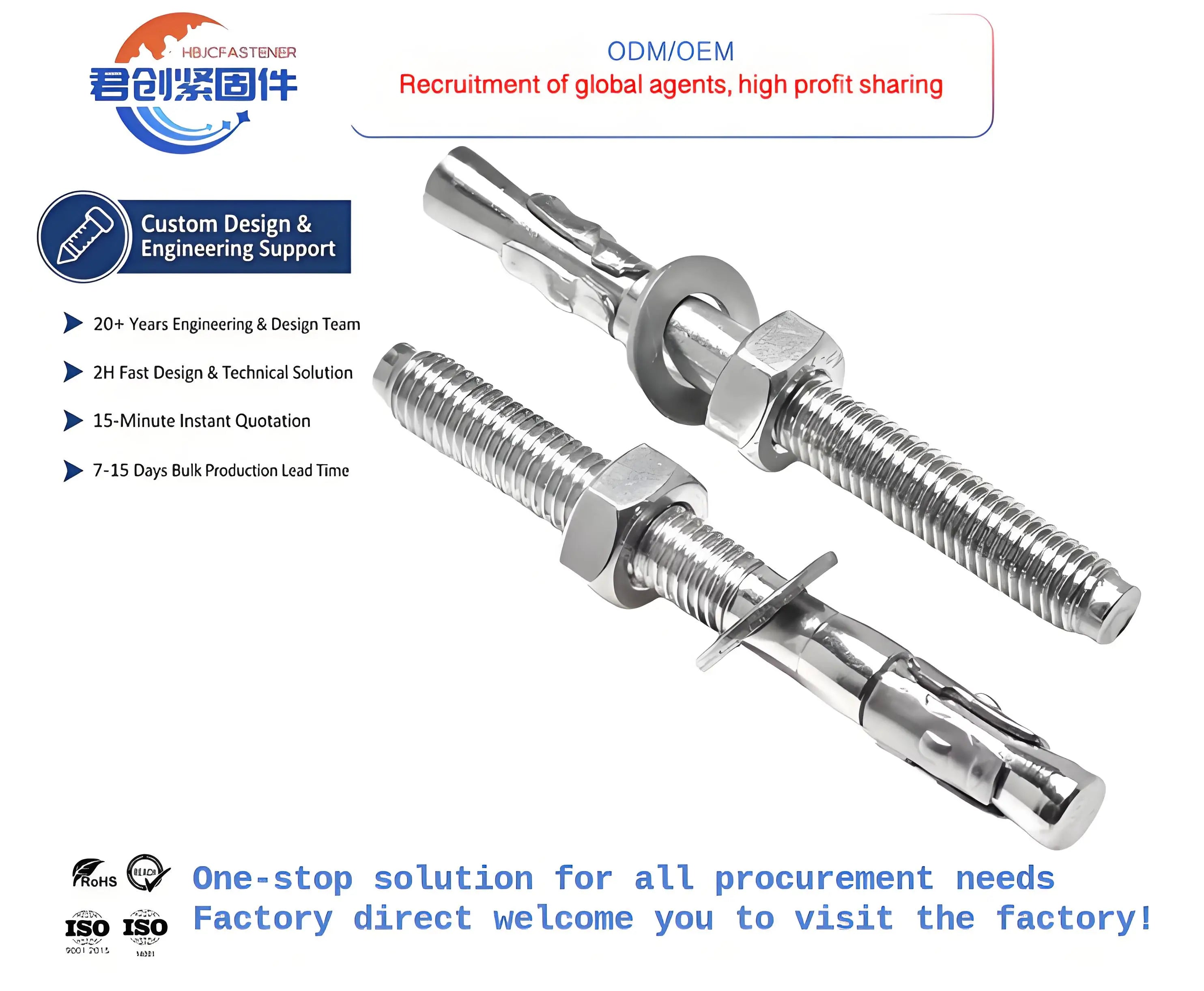 Zinc Plated Stainless Steel Expansion Screw Hollow Wall Anchor for Construction Concrete System of Measurement Inch Material