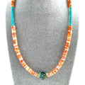 Turquoise and Spiny Oyster Choker Necklace Choose from Orange and Blue