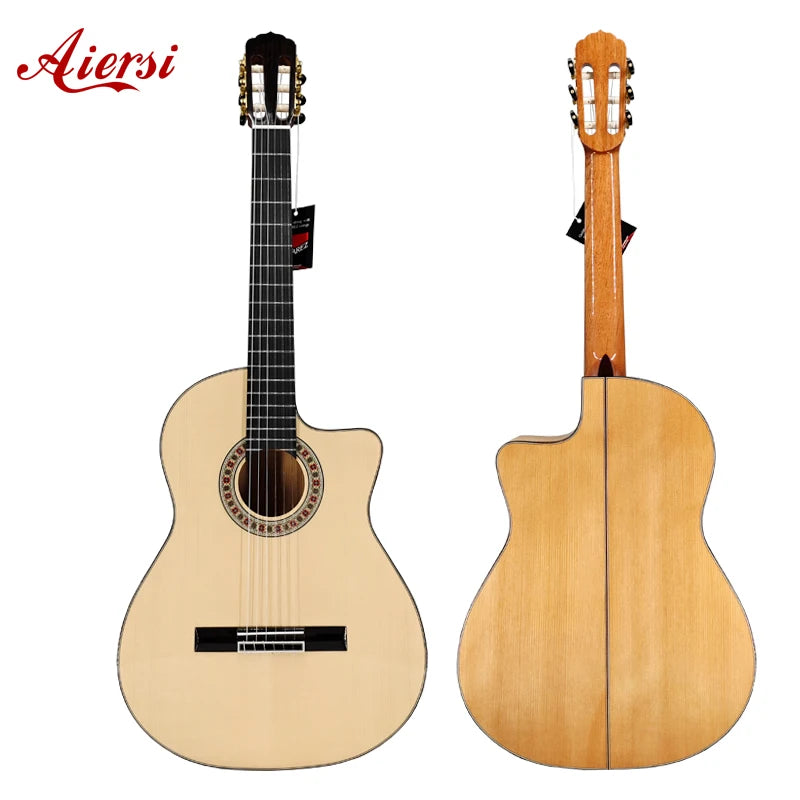 Aiersi Brand  Concert High Grade  Master Level All Solid  Cutway Spanish Flamenco Guitar Handcraft Nylon String Classical Guitar