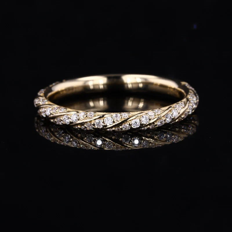 10k Yellow Gold  Rings Eternity Jewelry Moissanite Ring Engagement Band