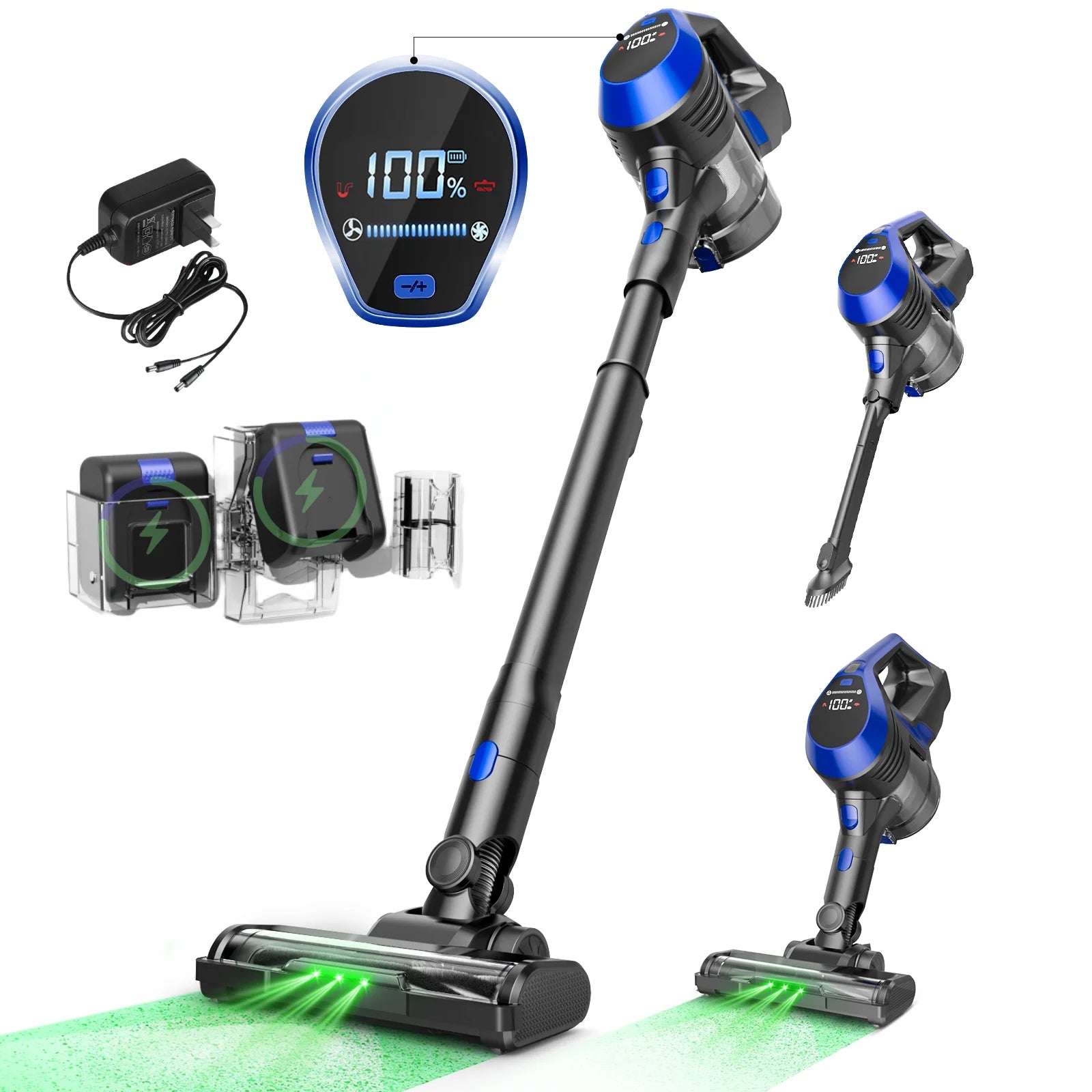 MOOSOO FC1-B Vacuum Cleaners Floor Care BLDC Motor 2 Detachable Batteries Max Running Time up to 80 Minutes Stick Vacuum