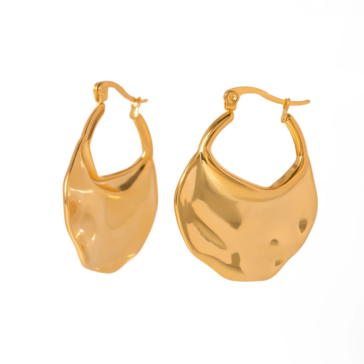 Exaggerated Chunky Hoop Earring 18k Gold Plated Stainless Steel French Fanshaped Drop Earring for Women