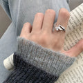 Vianrla  S925 Sterling Silver Irregular Wide Surface Wrinkled Texture Ring Female Minimalist Geometric Adjustable Hand Jewelry