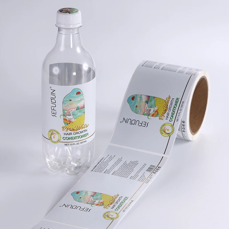 Custom Label Sticker Printing Cosmetic Rolls Waterproof Adhesive PVC Craft Stickers for Food Glass Bottle Packaging Custom